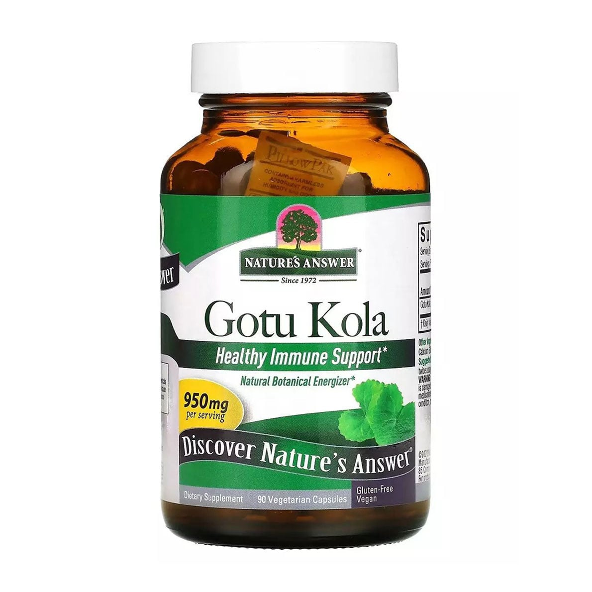 Готу кола Nature's Answer Healthy Immune Support Gotu Kola, 950 мг, 90 вегетаріанських капсул